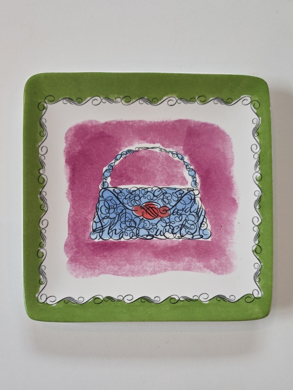 Pier 1 Imports Plate Ceramic Dolomite Fashion Themed Square Plate - Purse